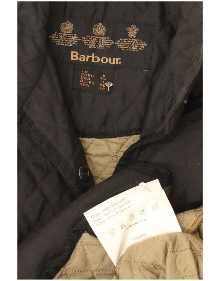 Jaqueta acolchoada feminina Barbour UK 8 poliéster preto pequeno