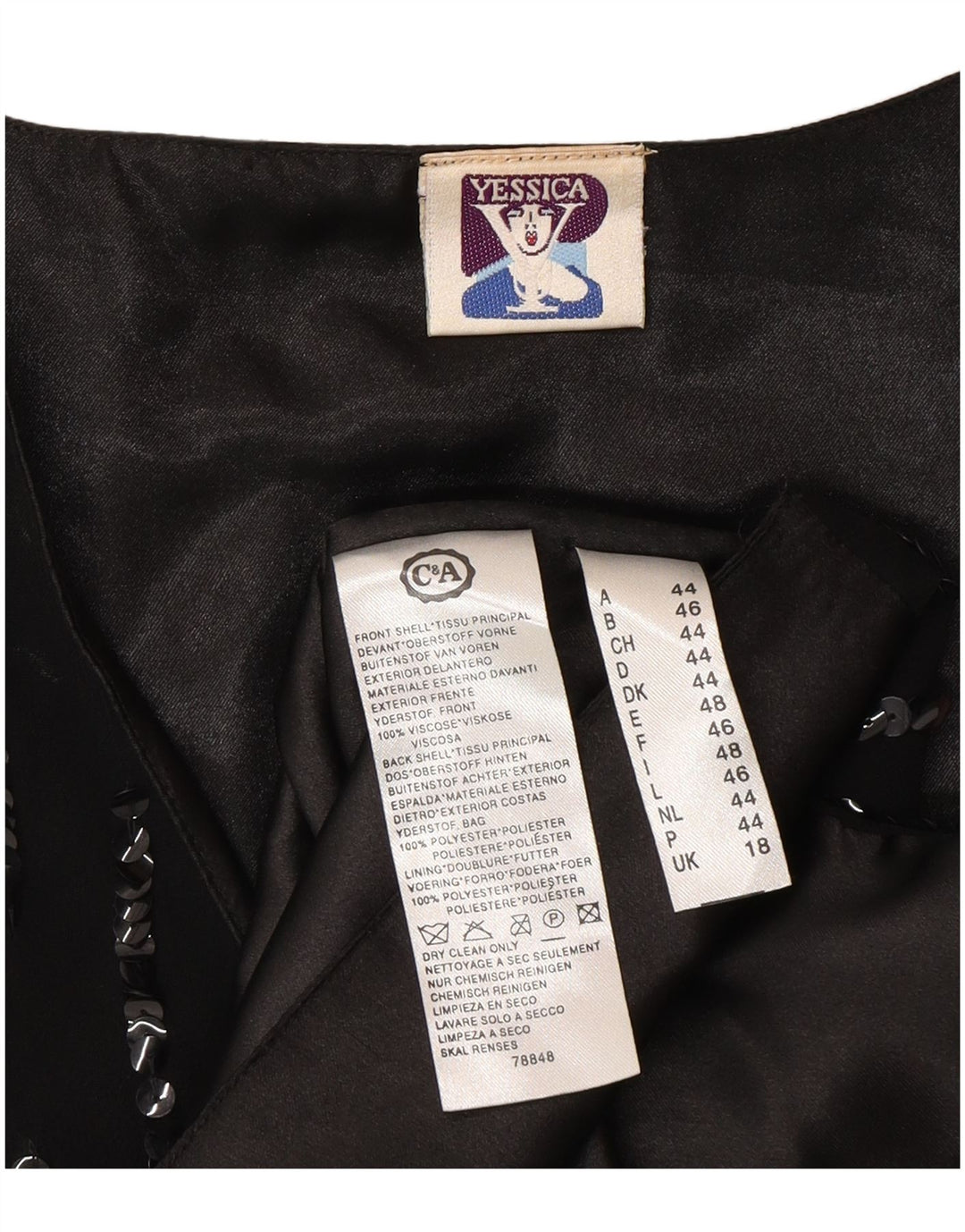 Colete feminino Yessica UK 18 XL poliéster geométrico preto