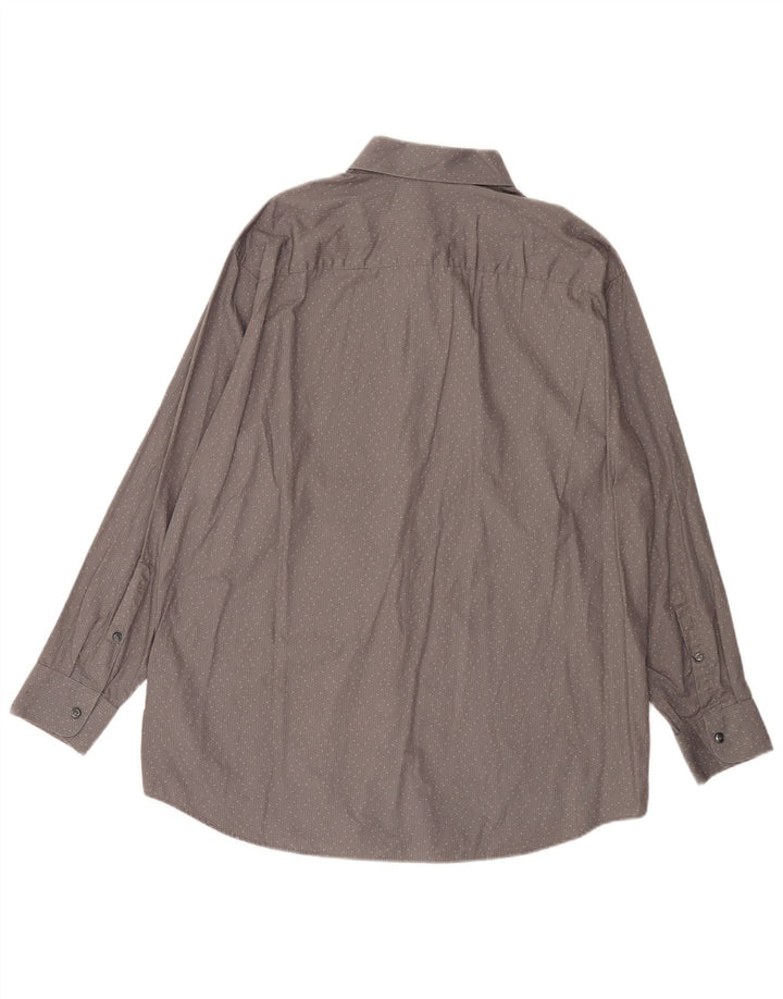 Camisa masculina Calvin Klein de ajuste regular tamanho 16 1/2 grande algodão manchado cinza