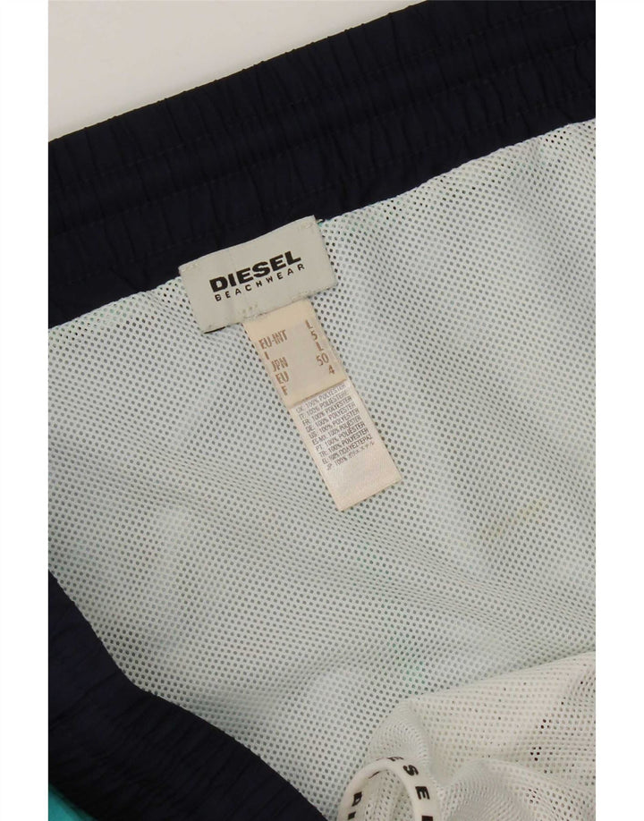 Shorts de natação masculino diesel com padrão abstrato grande poliéster turquesa