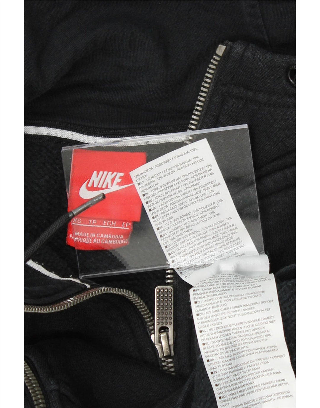 NIKE Womens Zip Hoodie Sweater UK 6 XS Navy Blue Cotton Vintage Nike and Second-Hand Nike from Messina Hembry 