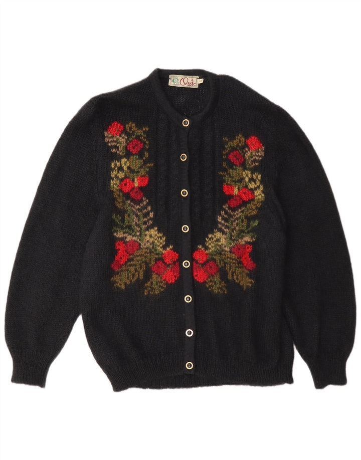 Suéter cardigã feminino Oris EU 48 2XL preto floral