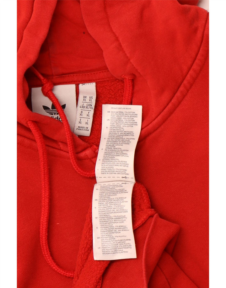 ADIDAS Mens Zip Hoodie Sweater XL Vermelho Algodão