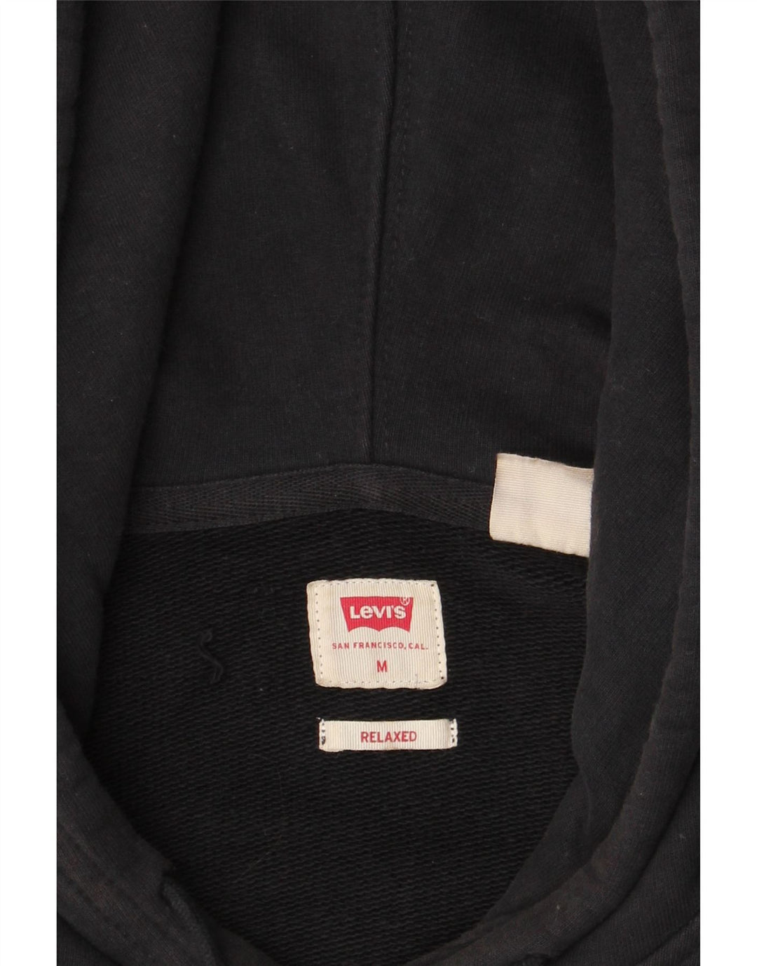 LEVI'S Mens Relaxed Fit Graphic Hoodie Jumper Medium Black Cotton Vintage Levi's and Second-Hand Levi's from Messina Hembry 