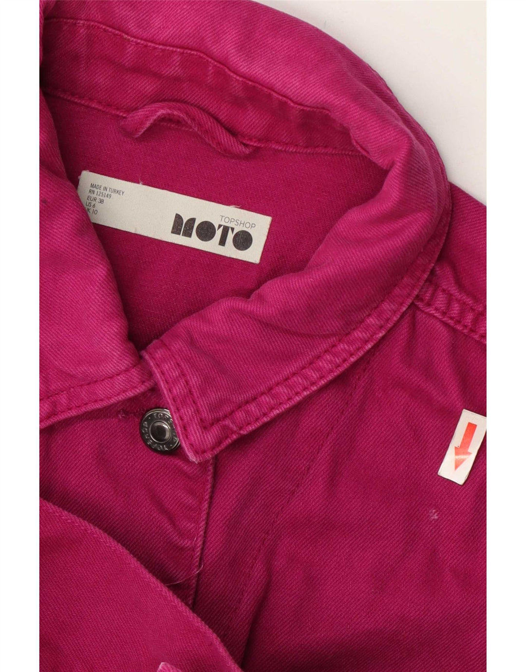 Jaqueta jeans feminina superdimensionada Topshop Reino Unido 10 algodão rosa pequeno
