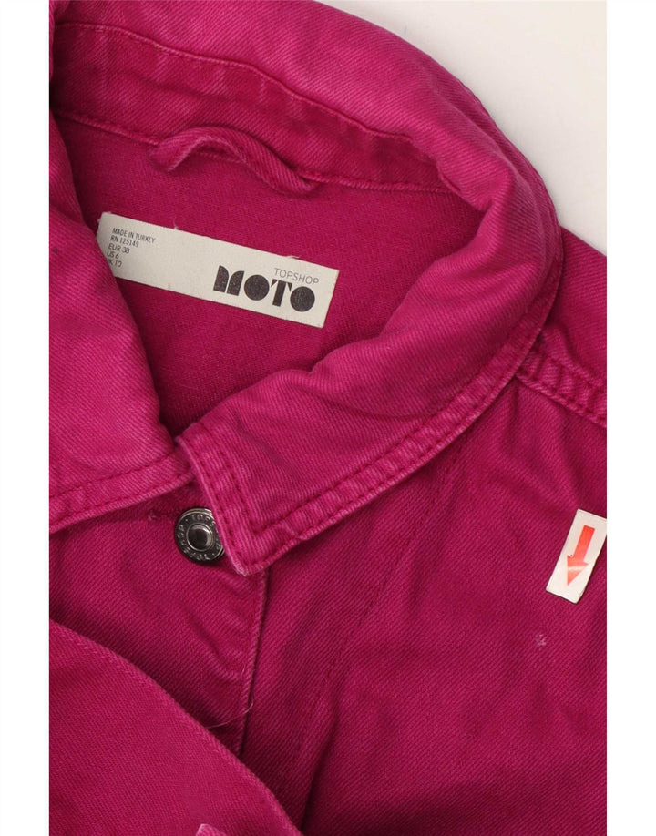 Jaqueta jeans feminina superdimensionada Topshop Reino Unido 10 algodão rosa pequeno