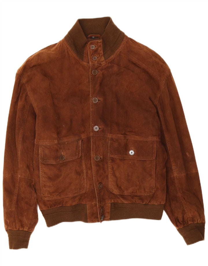 Jaqueta bomber masculina de camurça Conbipel IT 48 couro marrom médio