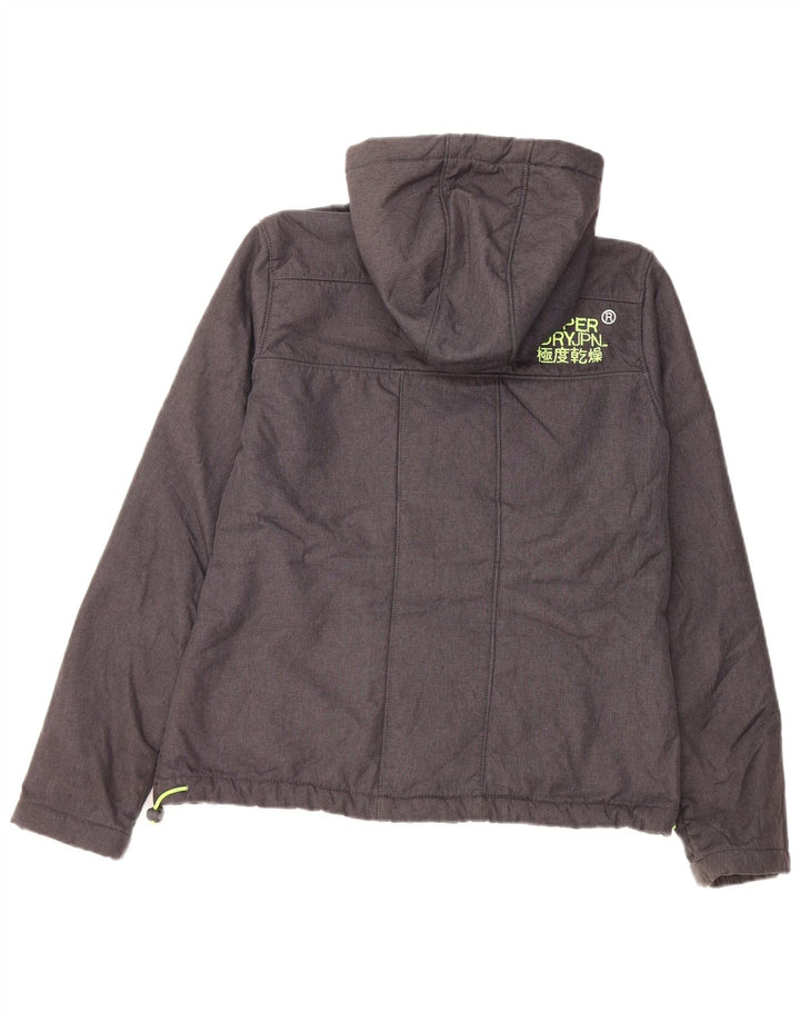Jaqueta corta-vento feminina Superdry Windtrekker UK 16 grande poliéster cinza