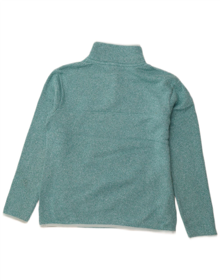 EDDIE BAUER Suéter feminino com gola redonda e botão Reino Unido 14 médio turquesa