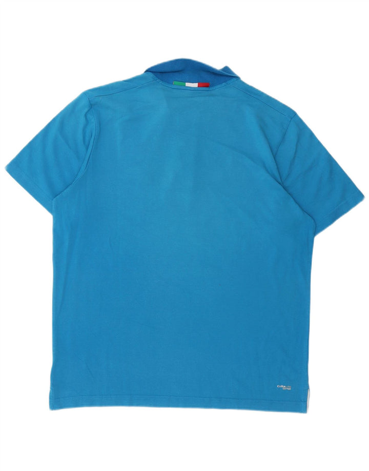 ADIDAS Mens Italia Graphic Polo Shirt Grande Algodão Azul