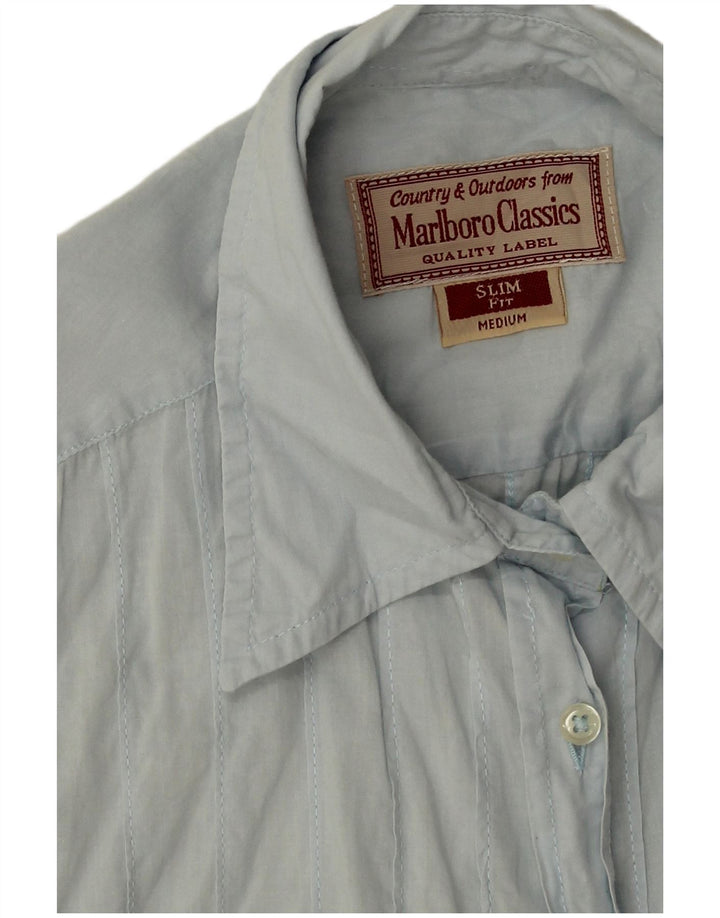 Camisa feminina Marlboro Classics sem mangas Slim Fit UK 14 azul médio