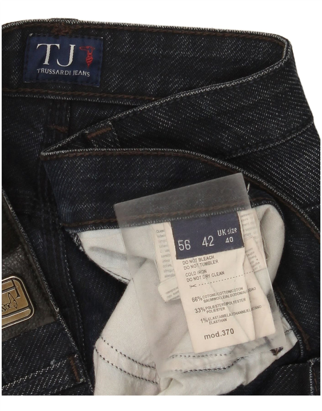 Trussardi Mens Straight Jeans W40 L31 Azul Marinho Algodão