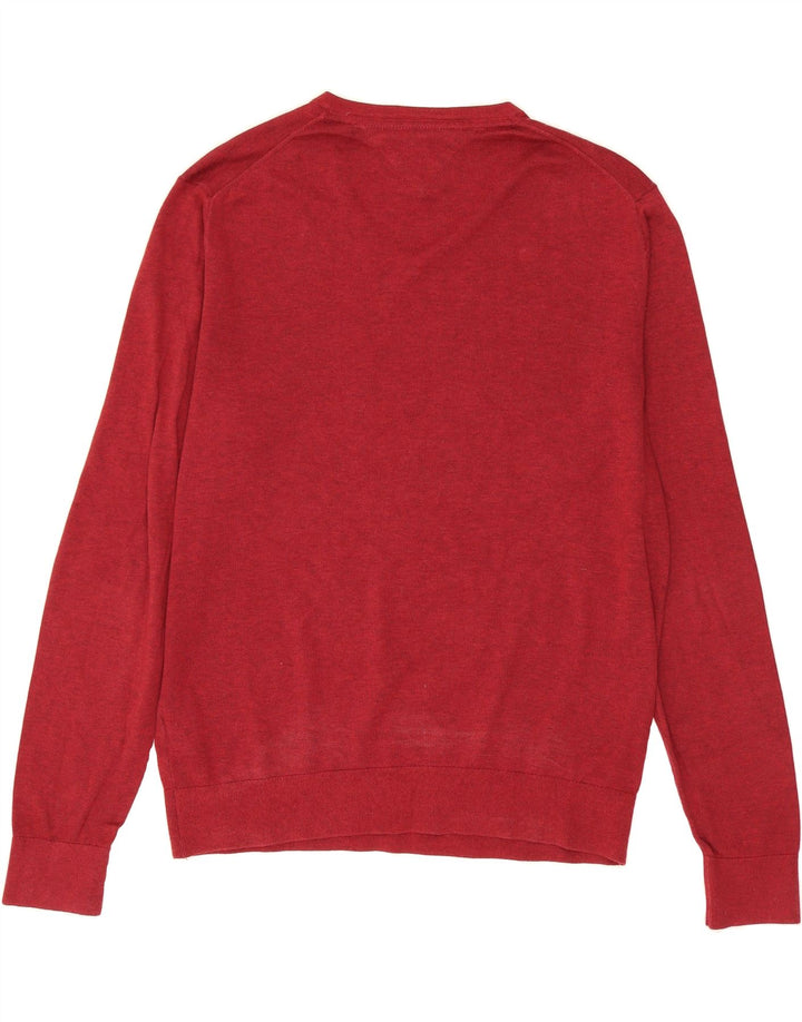 TOMMY HILFIGER Mens V-Neck Jumper Sweater 2XL Red Cotton Vintage Tommy Hilfiger and Second-Hand Tommy Hilfiger from Messina Hembry 