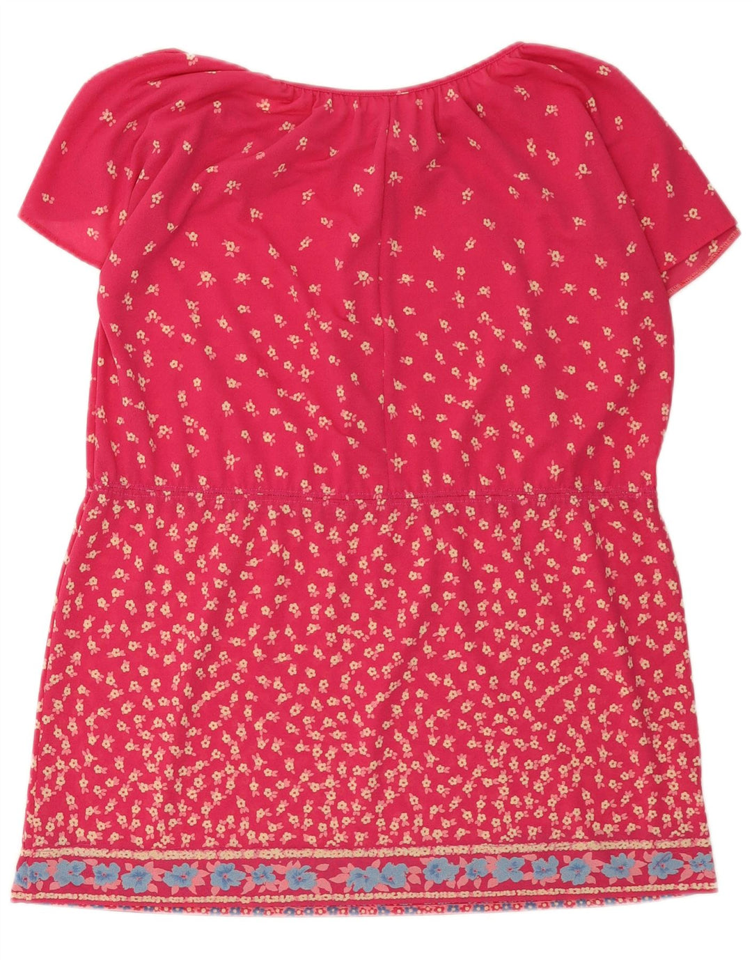 Vestido túnica feminina vintage EU 42 grande poliéster floral rosa