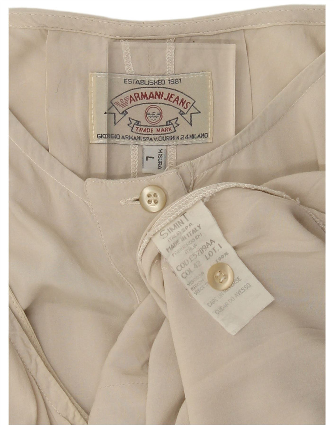 Blusa feminina sem mangas Armani Jeans Top Reino Unido 14 Viscose bege grande