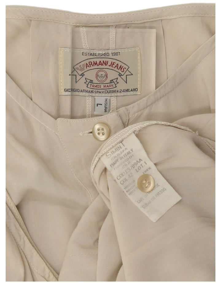 Blusa feminina sem mangas Armani Jeans Top Reino Unido 14 Viscose bege grande