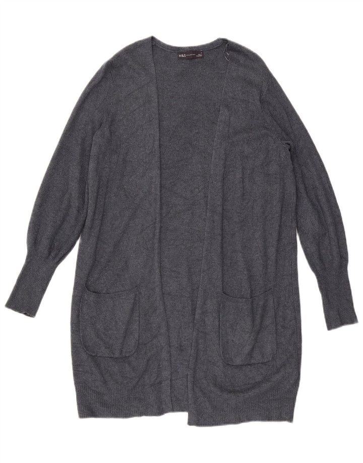 Marks & Spencer Suéter feminino Longline Open Cardigan Reino Unido 10 Pequeno Cinza