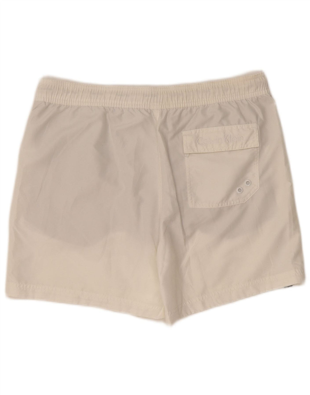 Shorts de natação masculino Calvin Klein gráfico médio branco poliéster