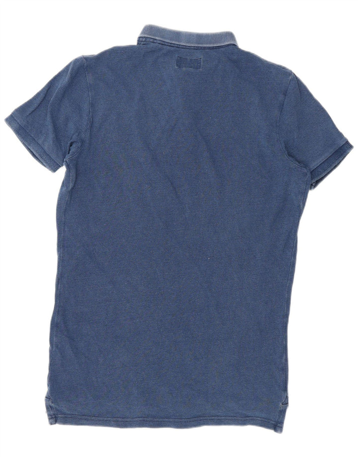 Camisa polo masculina Superdry pequena algodão azul marinho