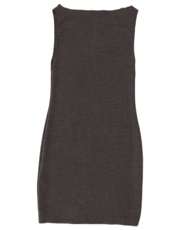 Vestido feminino Zara com bainha sem mangas UK 12 Viscose cinza médio