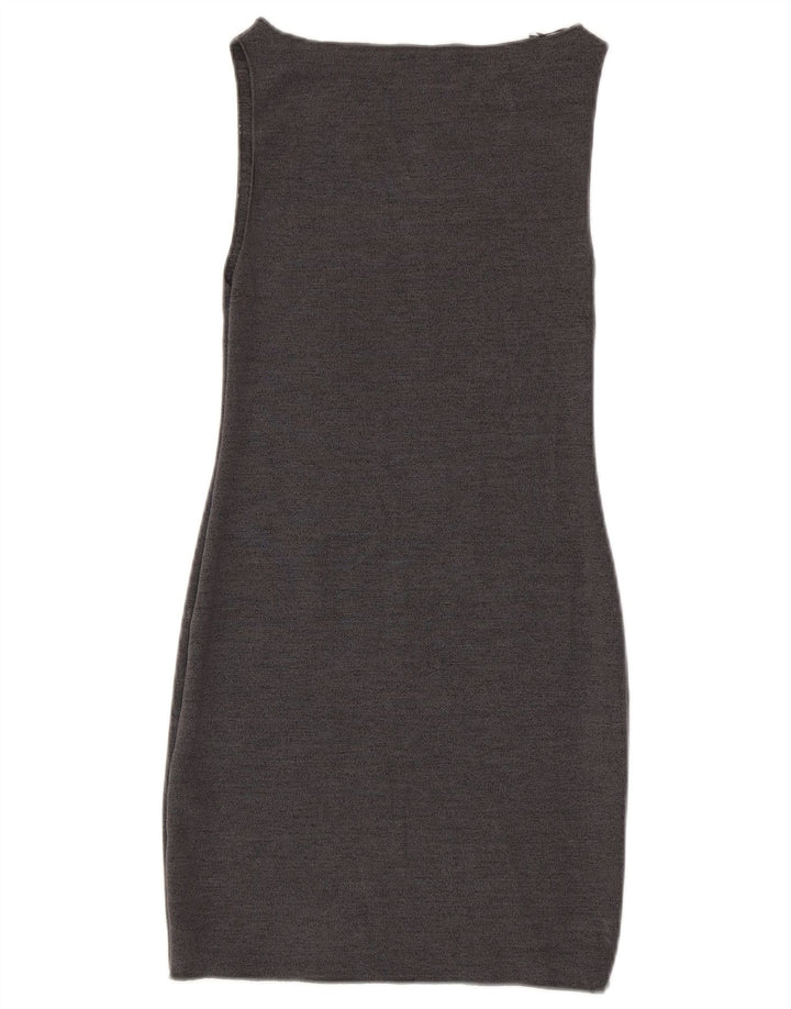 Vestido feminino Zara com bainha sem mangas UK 12 Viscose cinza médio
