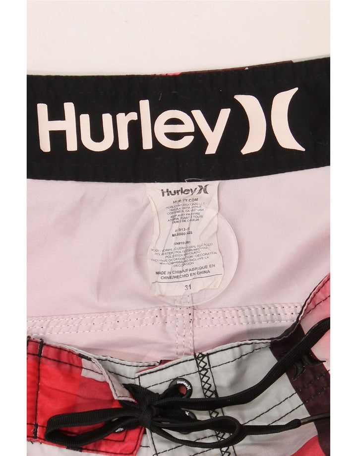 Shorts de natação masculino HURLEY poliéster xadrez médio vermelho