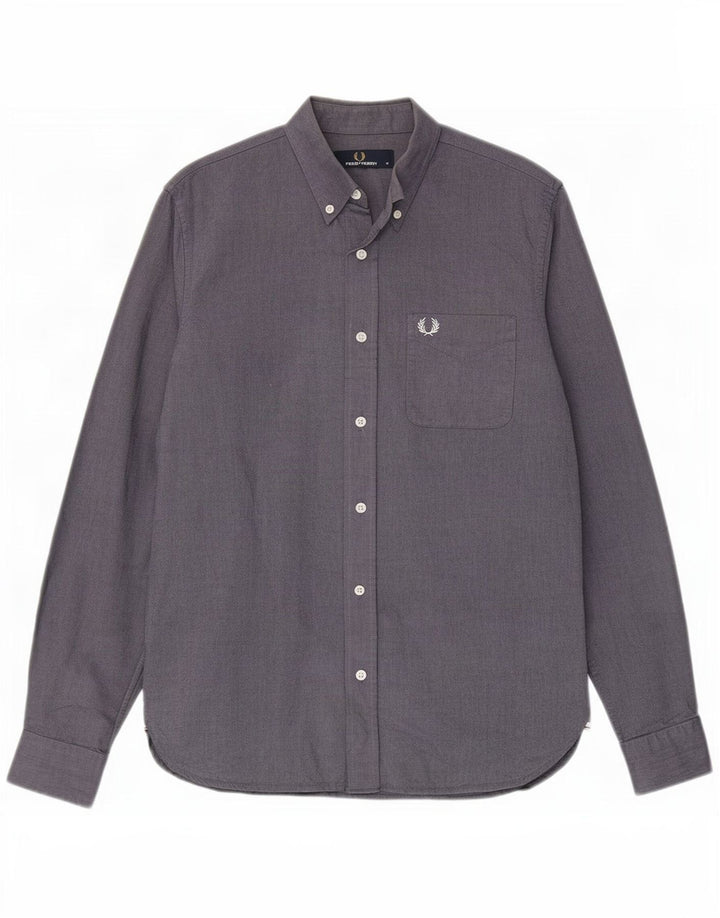 Camisa masculina Fred Perry de algodão azul marinho médio