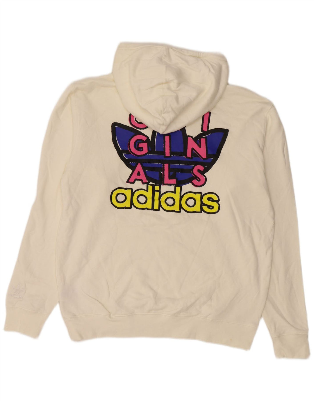 Adidas masculino gráfico moletom com capuz médio algodão branco