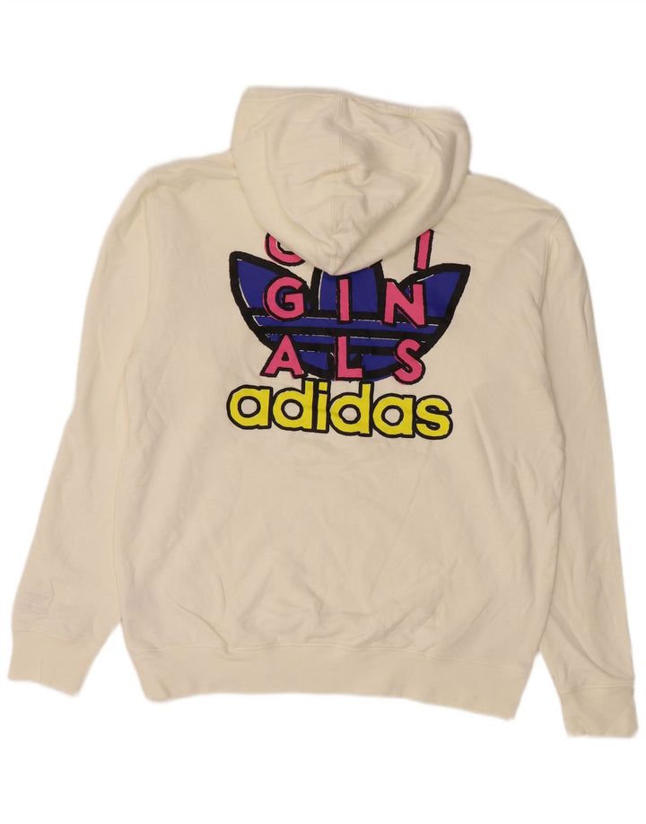 Adidas masculino gráfico moletom com capuz médio algodão branco