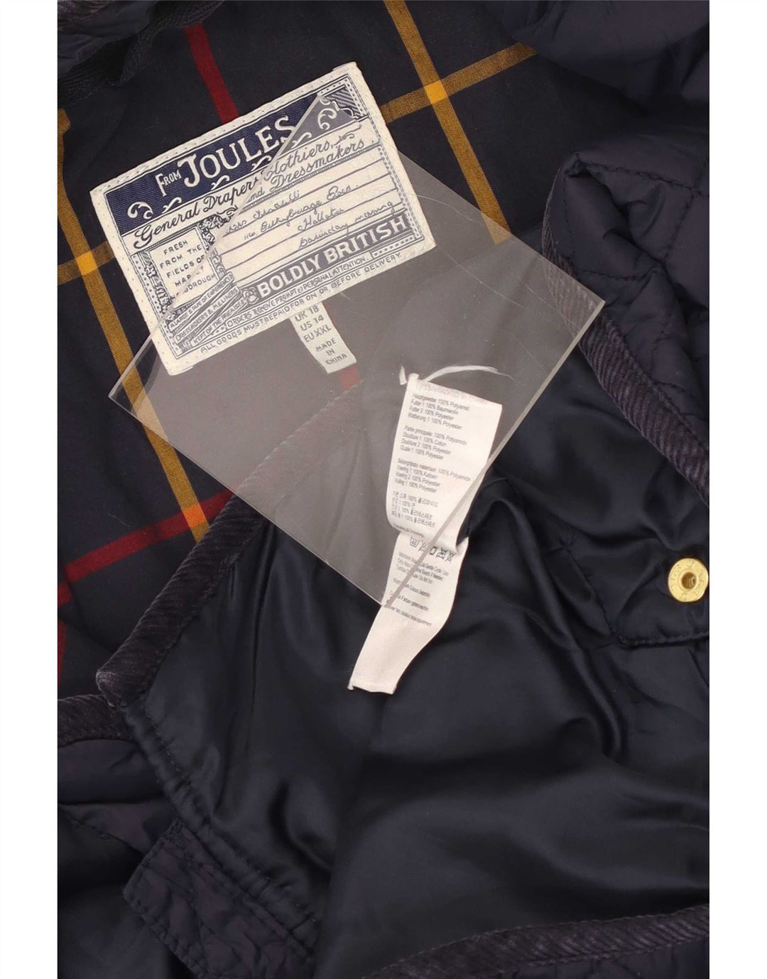 Jaqueta acolchoada feminina Joules UK 18 XL azul marinho poliamida