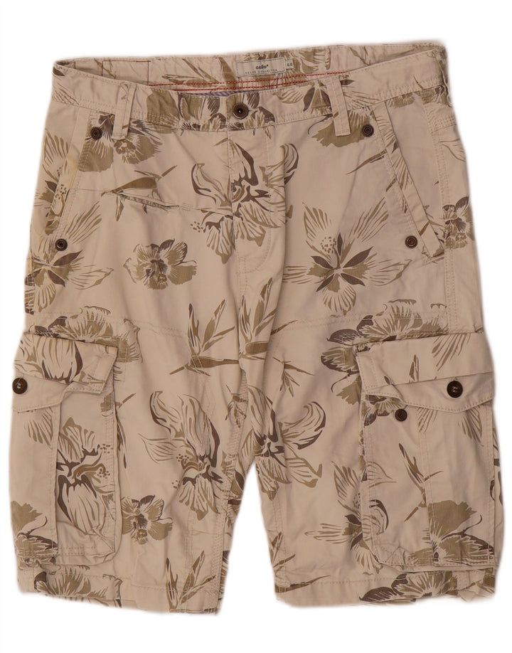 Celio Mens Cargo Shorts IT 44 XS W32 Bege Floral
