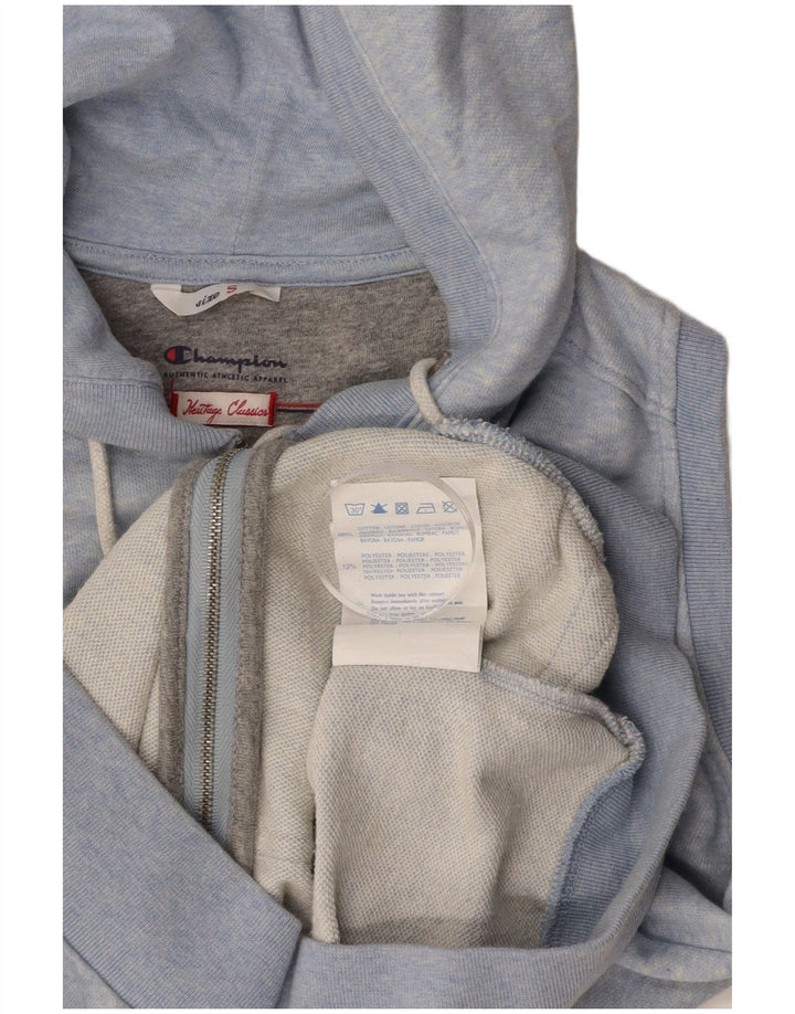 Suéter feminino CHAMPION Heritage Classics com capuz e zíper Reino Unido 10 pequeno azul