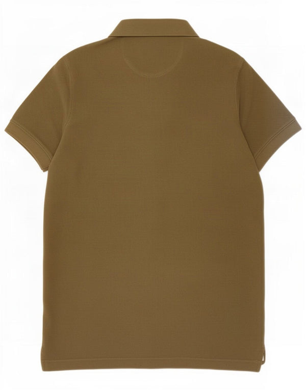 Camisa polo masculina Massimo Dutti pequena algodão cáqui