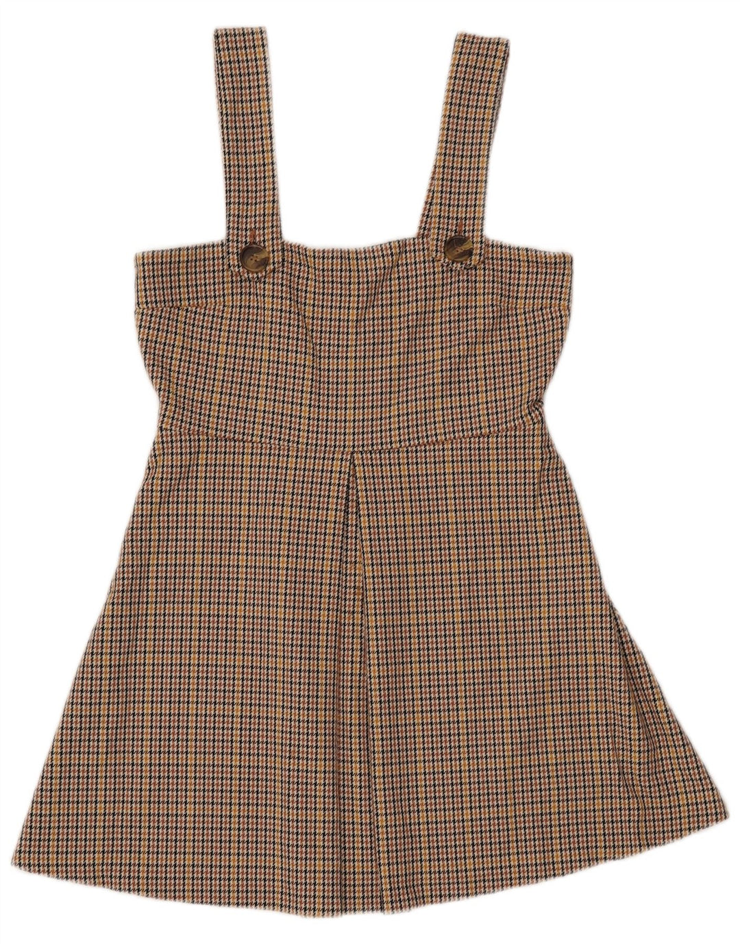 Vestido avental feminino ZARA UK 12 poliéster marrom médio houndstooth