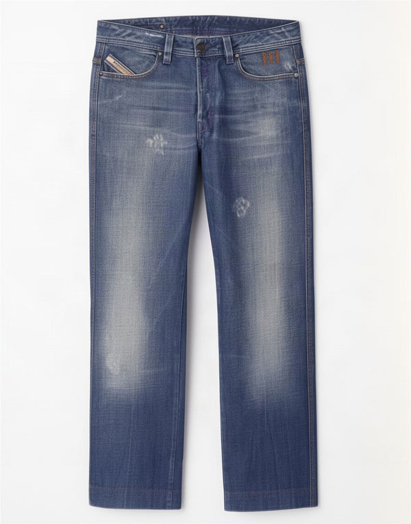 Jeans retos masculinos diesel desgastados W31 L30 algodão azul