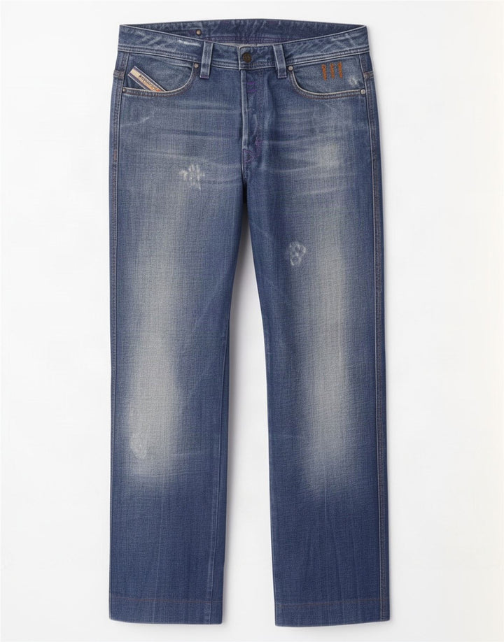 Jeans retos masculinos diesel desgastados W31 L30 algodão azul