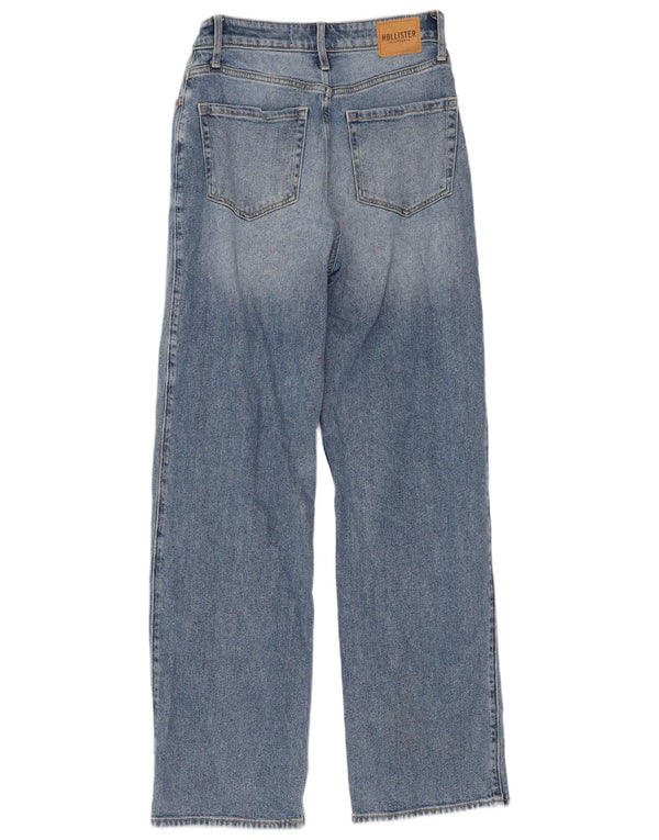 Hollister feminino vintage ajuste cintura alta jeans reto US 2 XS W26 L30 azul