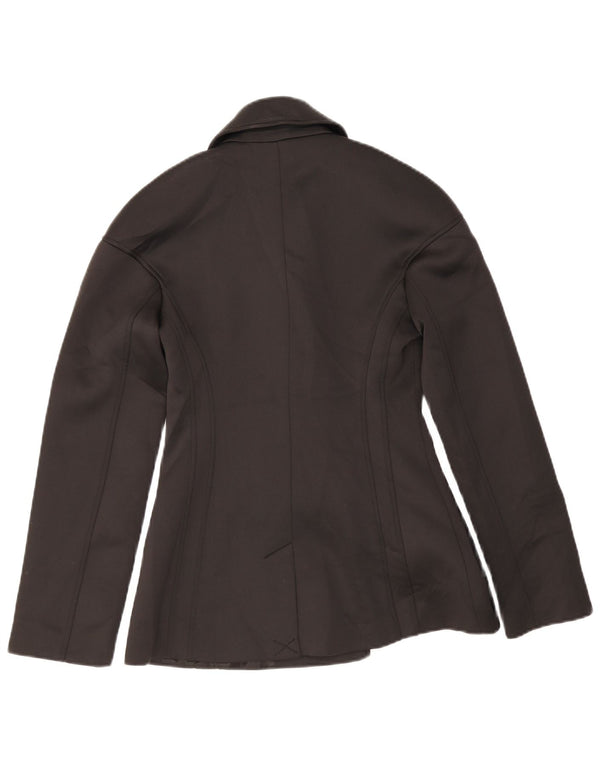 Jaqueta blazer feminina Zara com peito duplo Reino Unido 12 poliéster preto médio