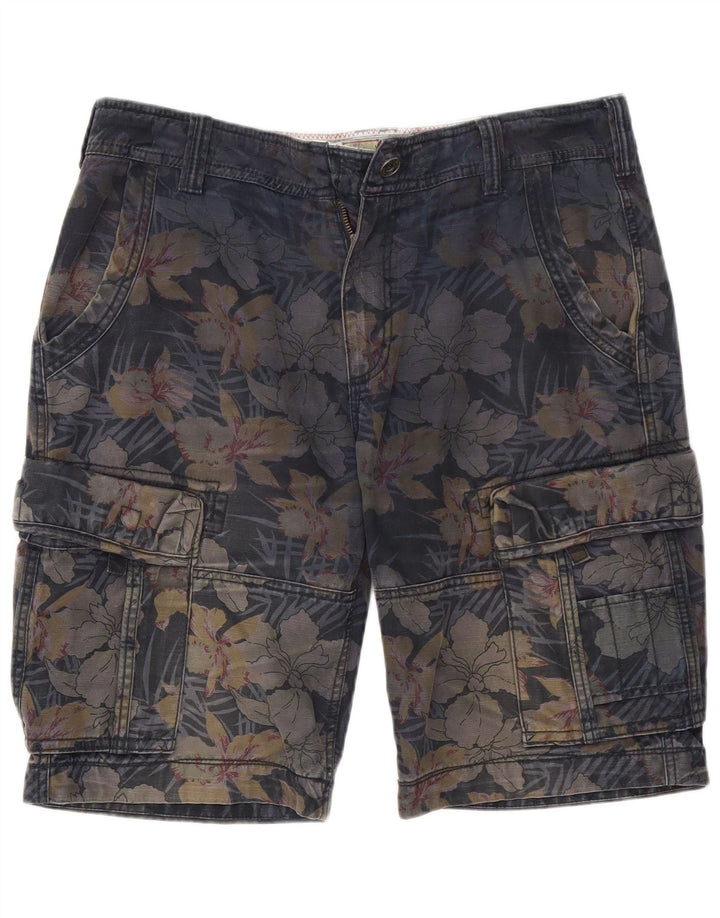 Shorts cargo masculino Fat Face W34 grande algodão floral azul marinho