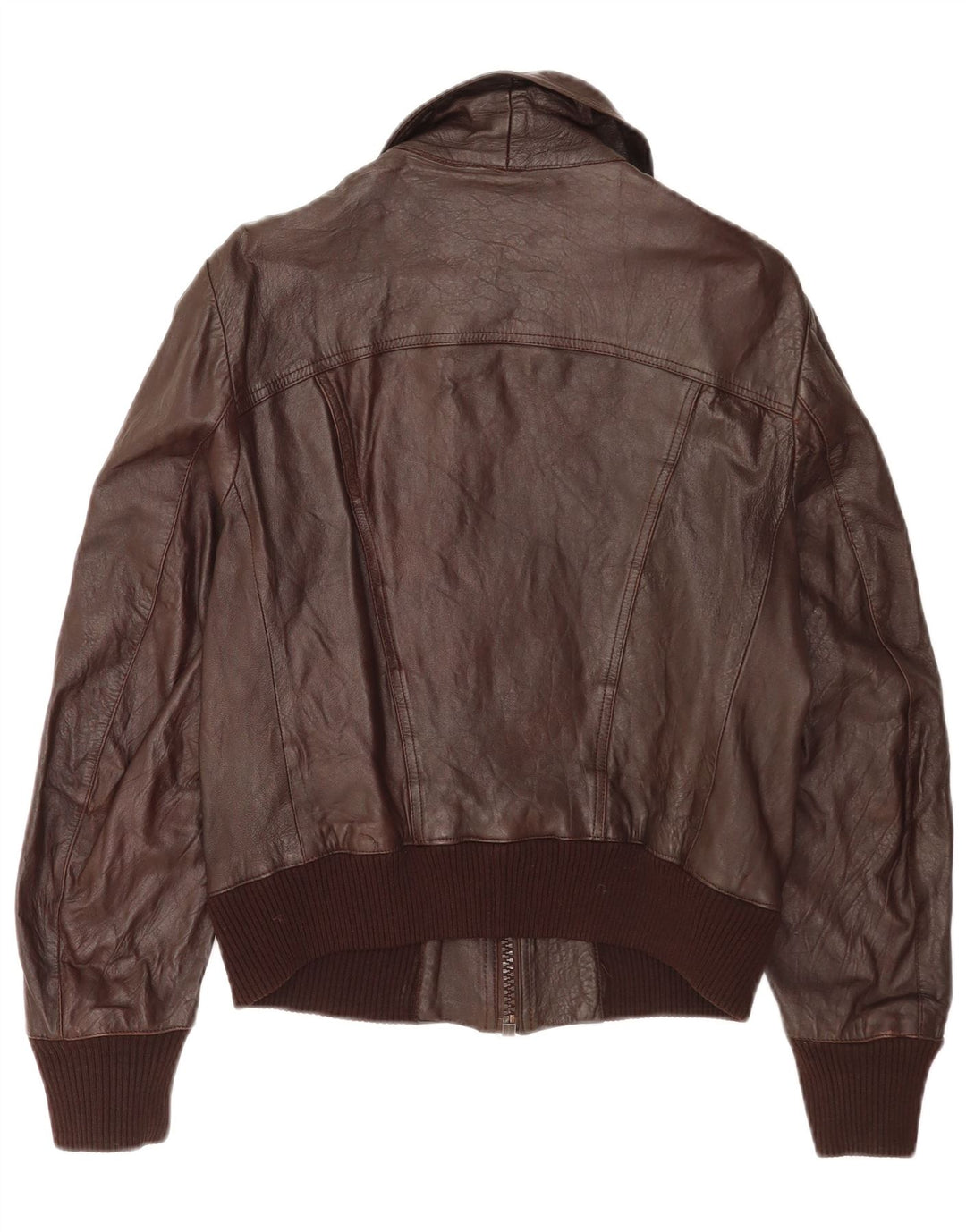 Jaqueta de couro bomber feminina vintage IT 48 XL couro marrom