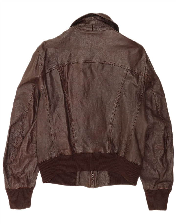 Jaqueta de couro bomber feminina vintage IT 48 XL couro marrom