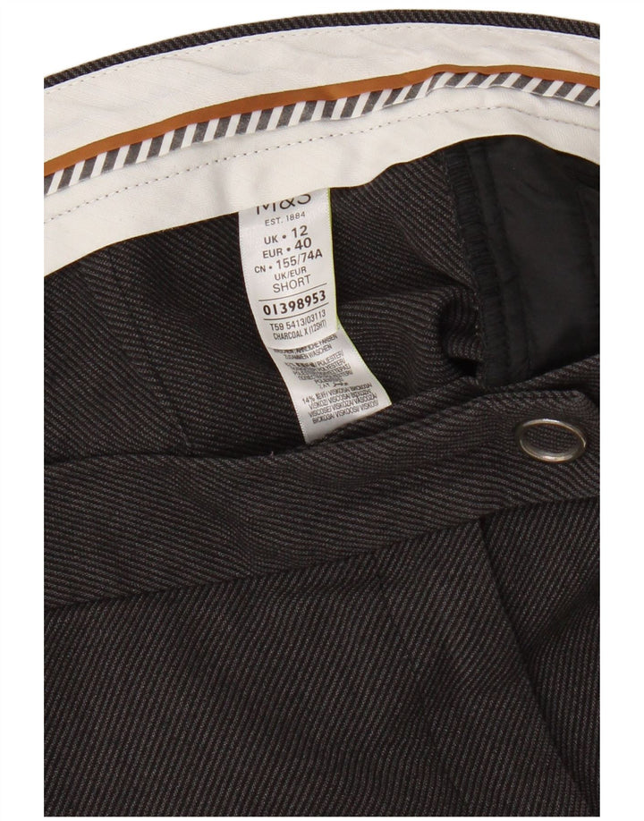 Calça casual justa feminina Marks & Spencer Reino Unido 12 médio W30 L27 cinza