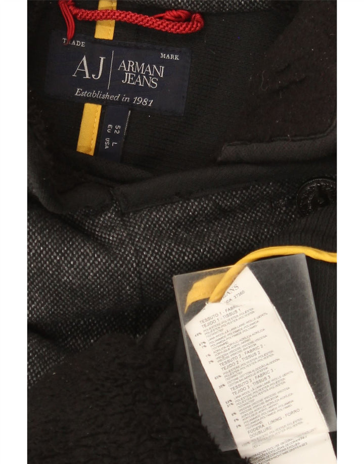 Casaco feminino Armani Jeans Pea UK 16 grande poliéster manchado cinza