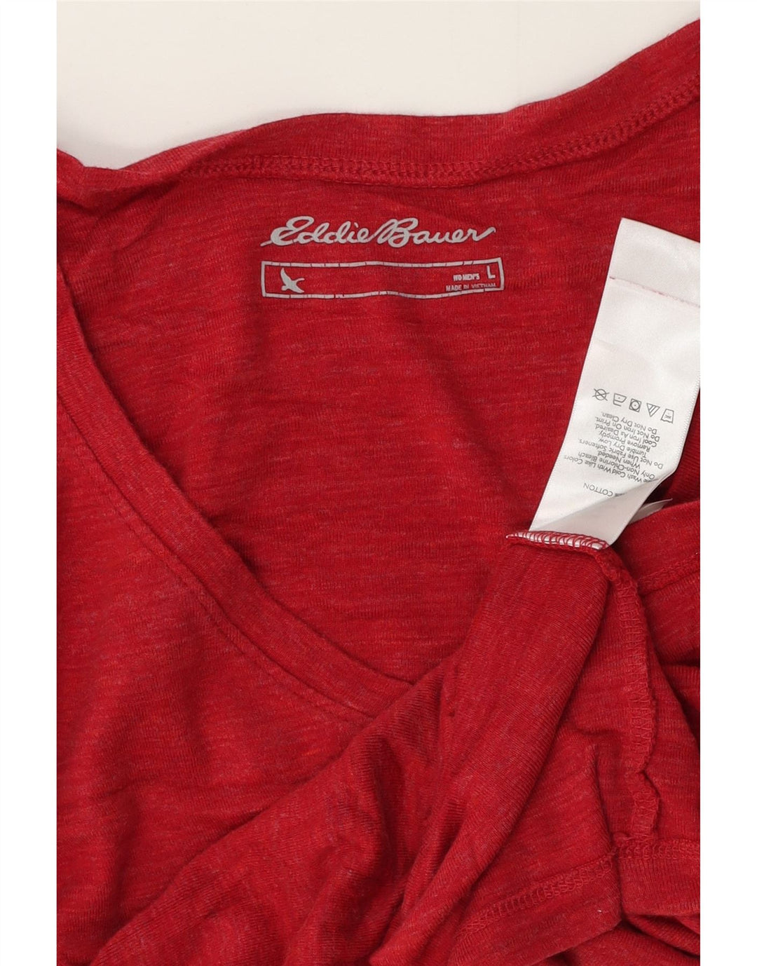 Camiseta feminina Eddie Bauer UK 14 grande algodão vermelho