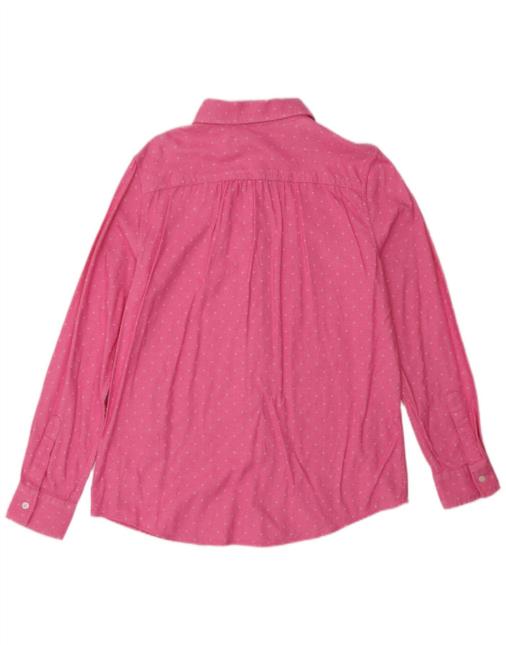 Camisa feminina LANDS END Reino Unido 12 algodão manchado rosa médio
