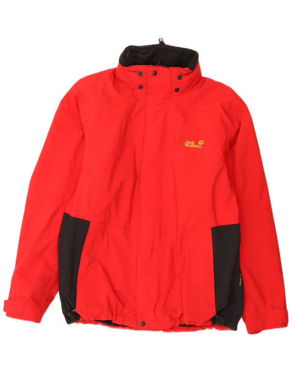 Jaqueta de chuva masculina Jack Wolfskin Reino Unido 44/46 XL vermelho colorblock poliamida