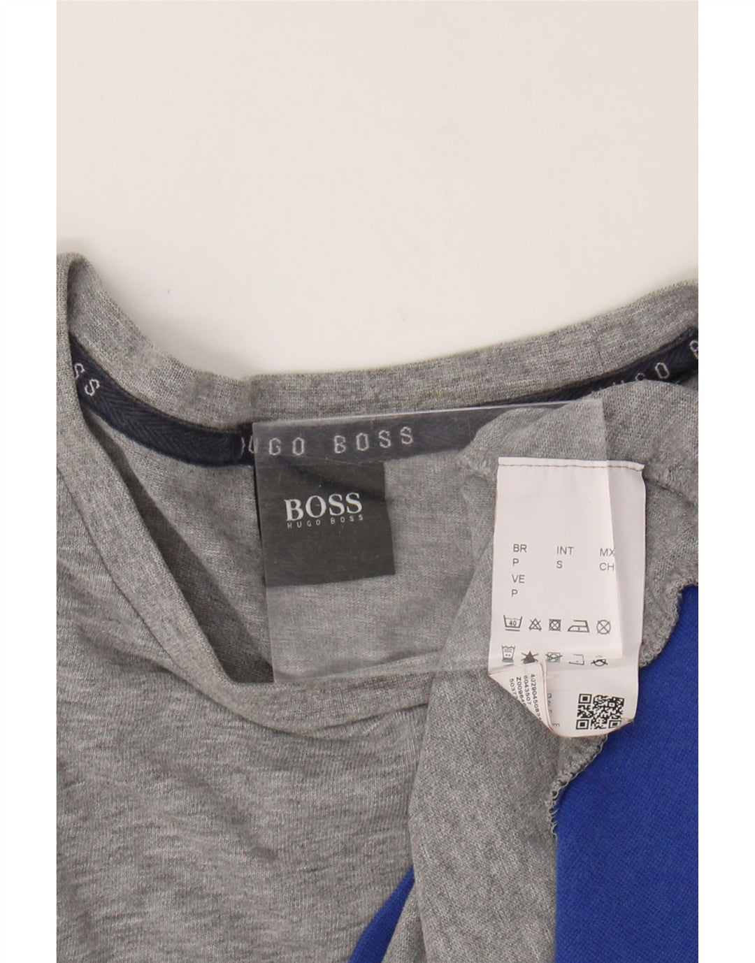 HUGO BOSS Top gráfico masculino manga comprida pequeno algodão cinza