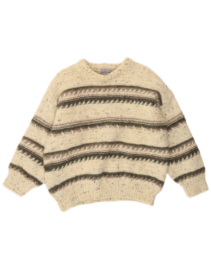 Sergio Tacchini Suéter feminino com gola canoa e gola redonda, tamanho pequeno, off white