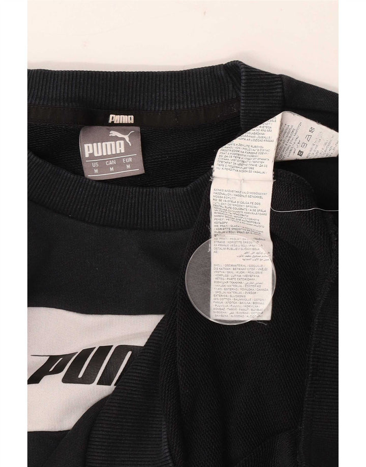 Puma moletom masculino jumper médio preto colorblock algodão