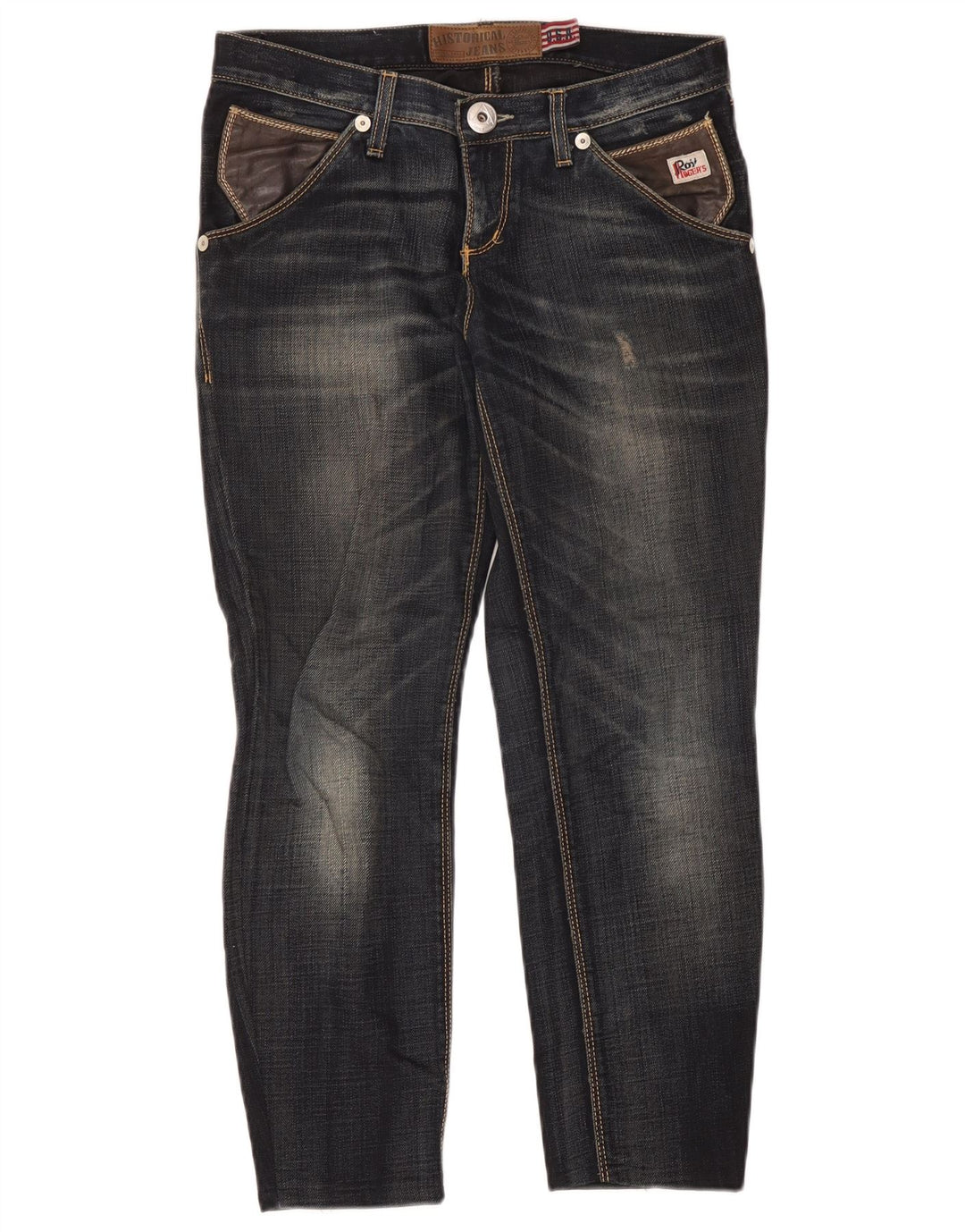 Calça jeans feminina Roy Rogers desgastada W28 L26 azul